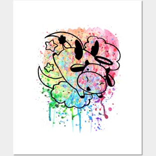 Rainbow Paint Splatter - Cow Angel Posters and Art